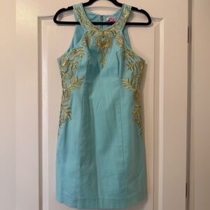 Lilly Pulitzer Tina Stretch Dress in Blue Ibiza EUC